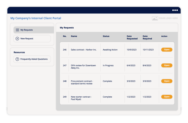 internal client portal for legal requests