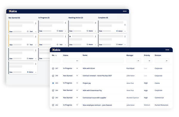 legal matter management software - card or list views