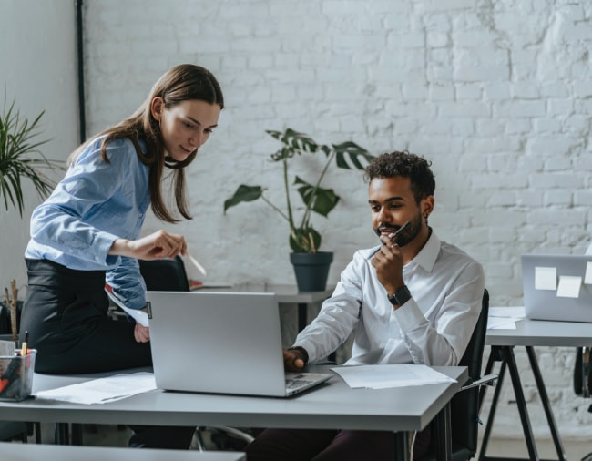 office colleagues working together