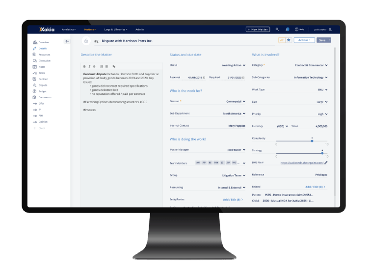 visibility into disputes and contracts with legal matter management software