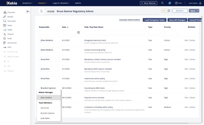 Xakia legal matter management software