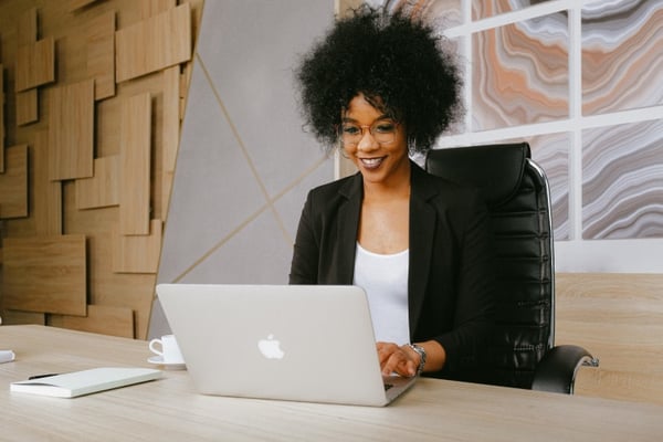 woman using laptop