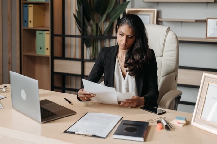 lawyer reviewing documents