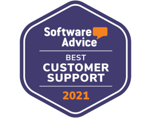 software advice best customer support 2021 badge