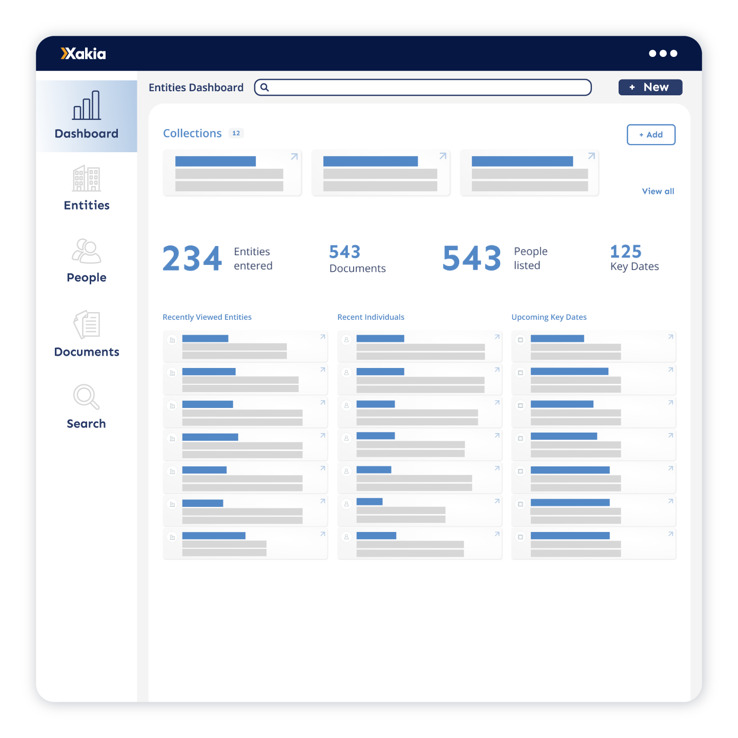 Entity Management Software Dashboard