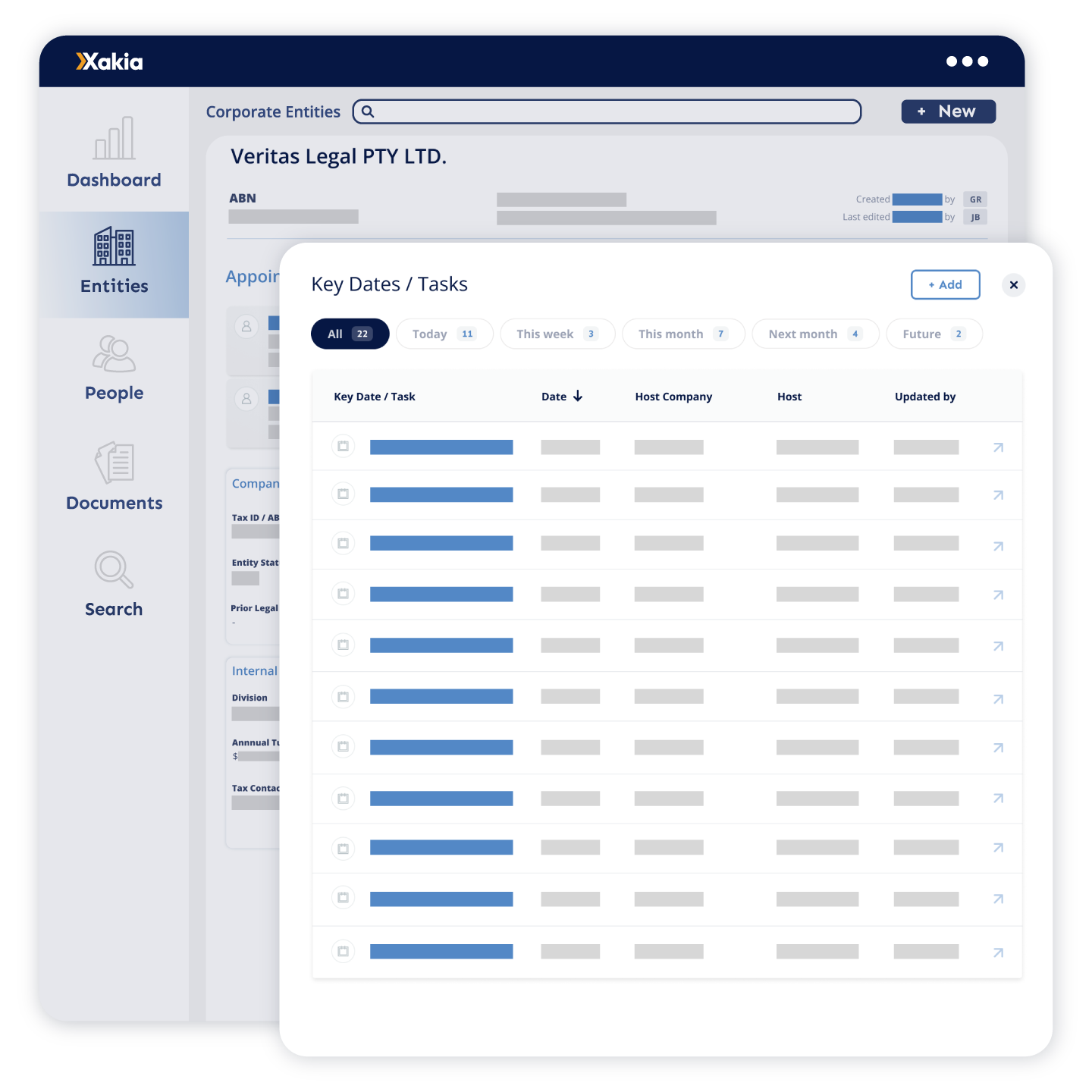 Entity Management Software Key date management